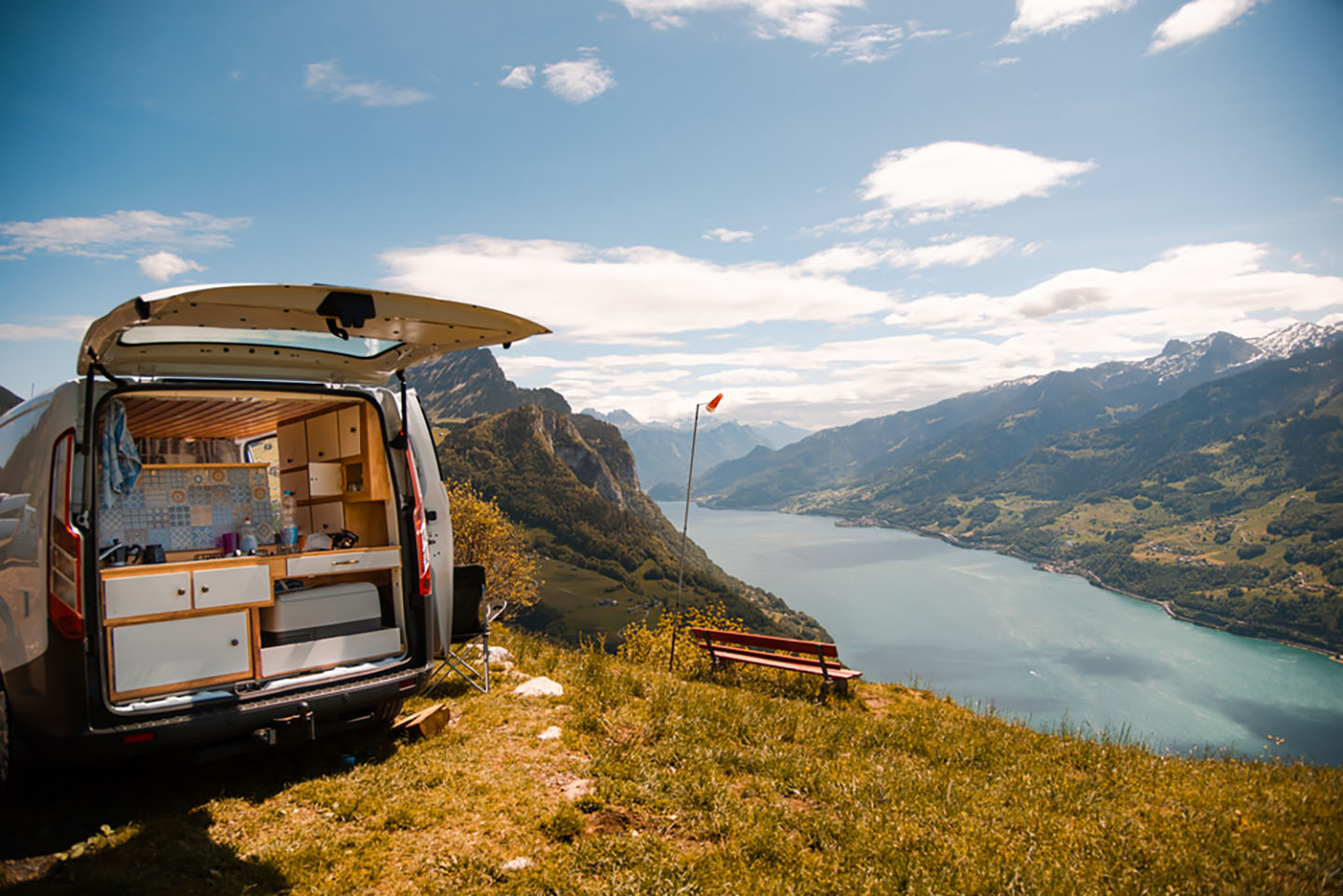 camping van on mountain