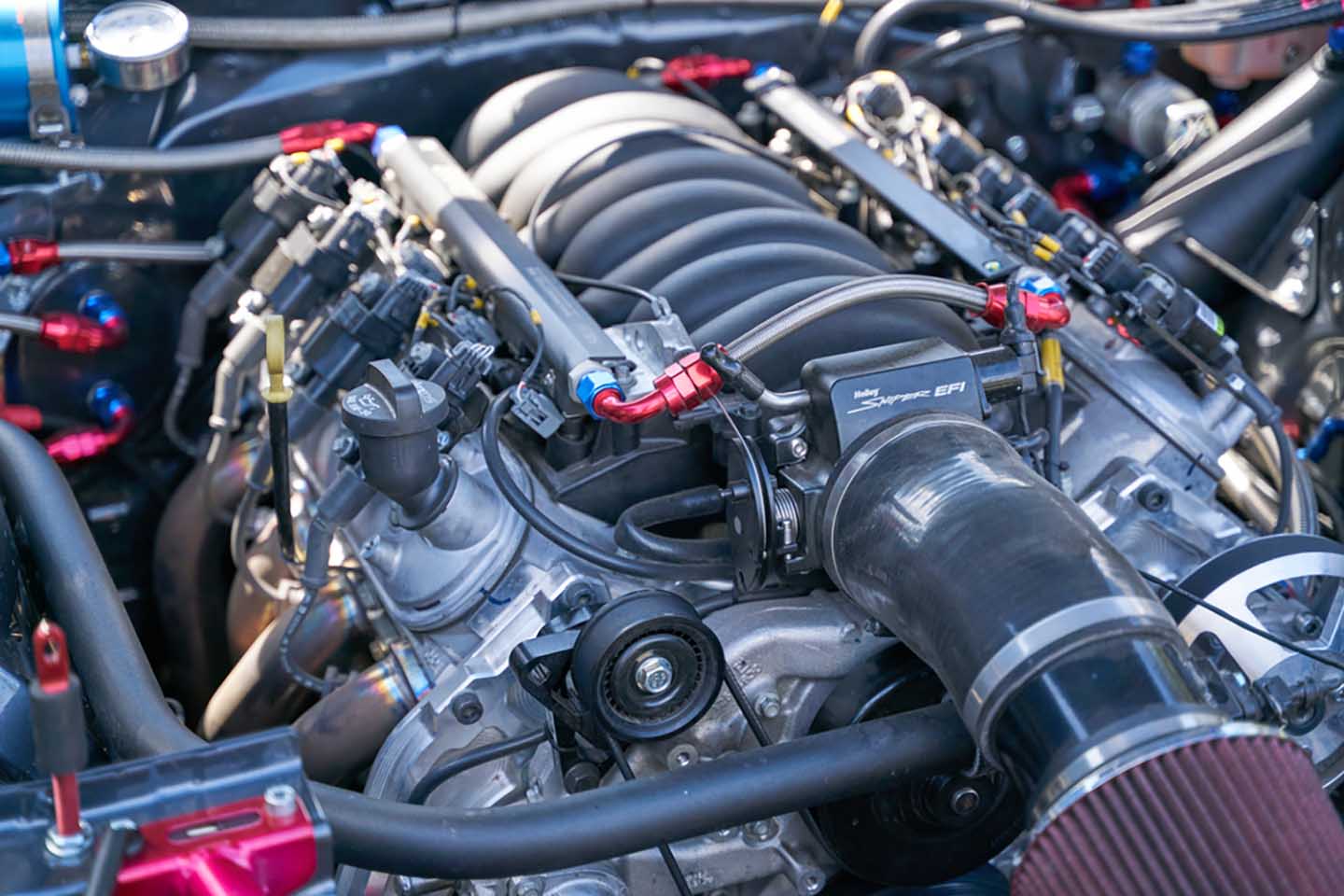 closeup modern car engine