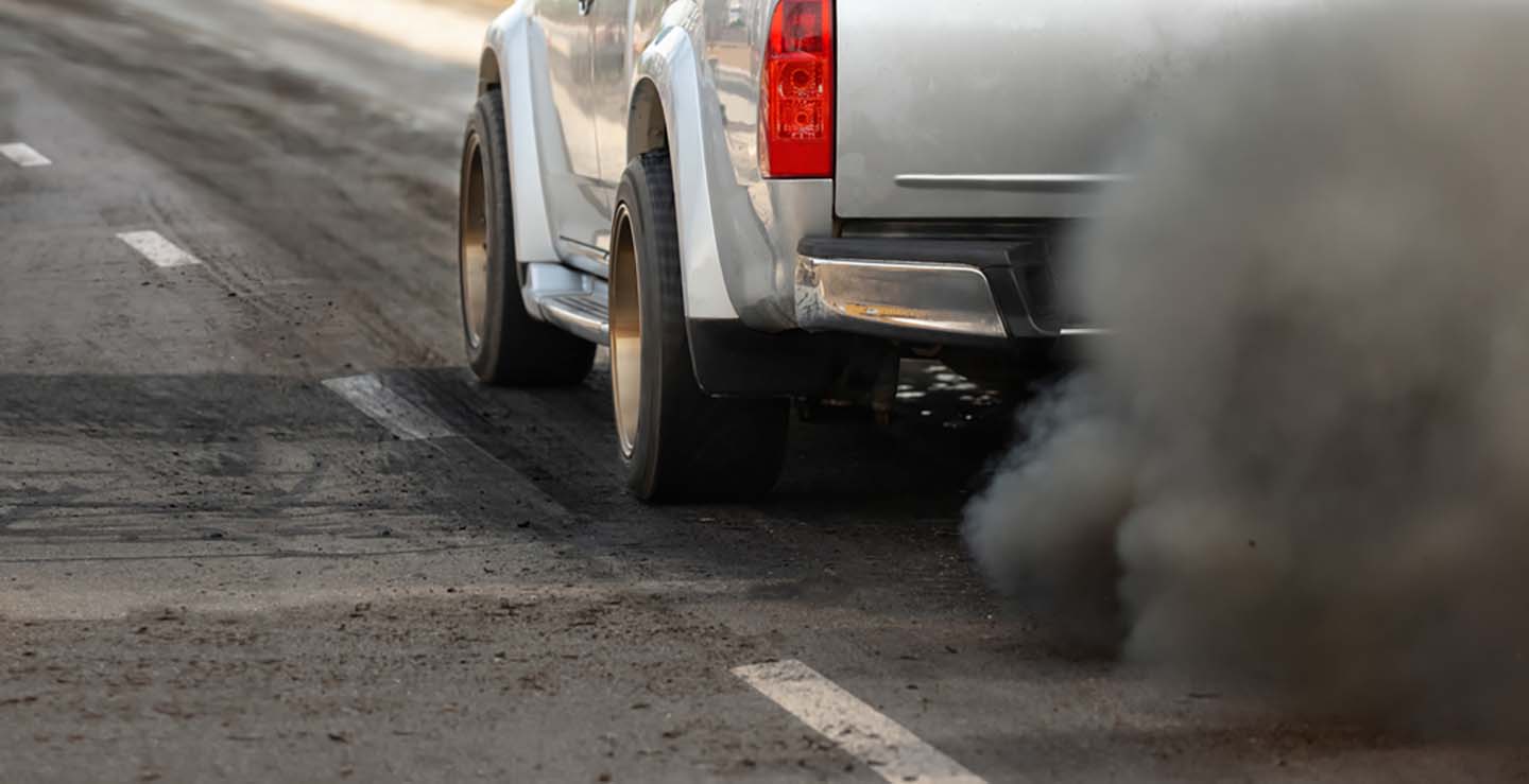 diesel exhaust pipe fumes from truck