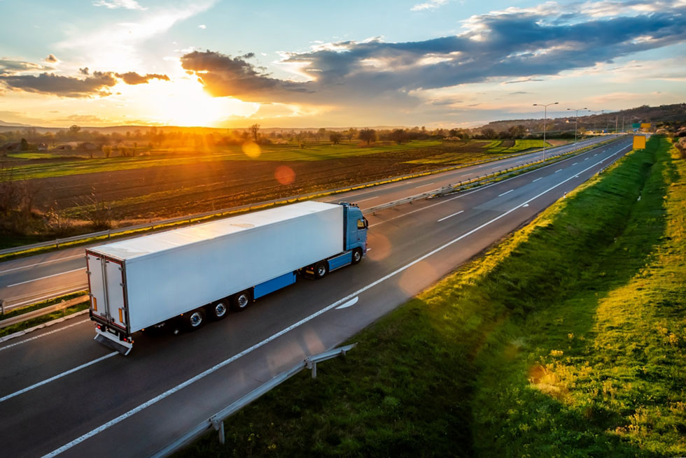 truck driving on highway